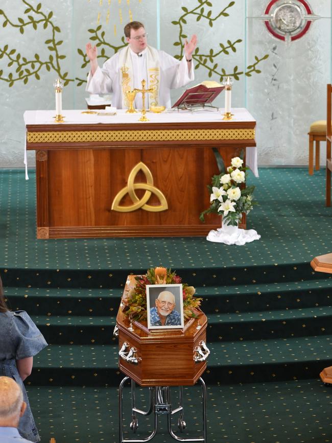 Hinchinbrook identity Vincenzo “Vince” Vitale is remembered during a moving Funeral Mass at St Patrick’s Church in Ingham on Wednesday. Picture: Cameron Bates