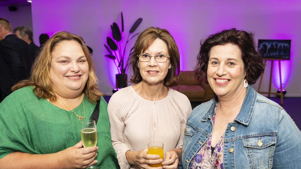 At Toowoomba Hospital Foundation's Women of Strength luncheon are (from left) Amanda Kenafake, Jody Ross and Leanne Matthewson at Rumours International, Friday, August 19, 2022. Picture: Kevin Farmer