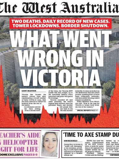 The West Australian front page Tuesday.