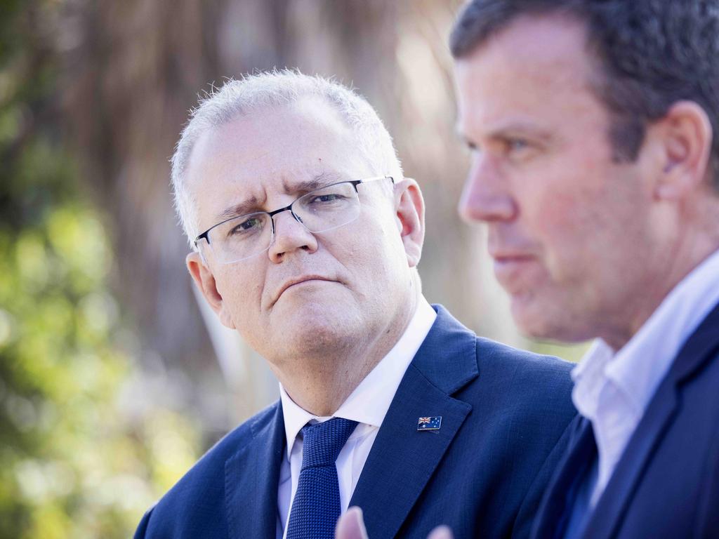 Prime Minister Scott Morrison with Dan Tehan. Picture: NCA NewsWire / Nicole Cleary