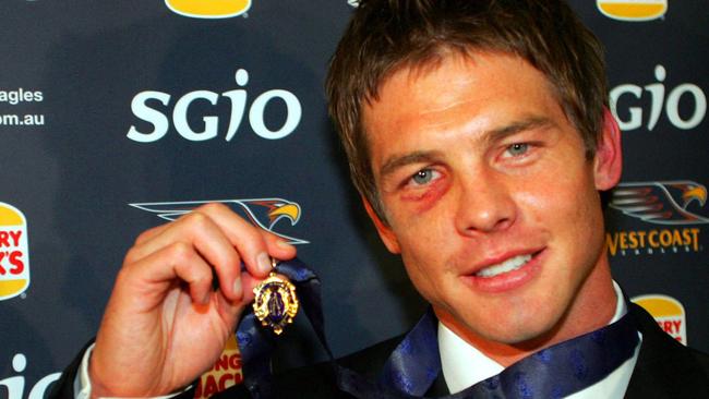 Ben Cousins’ fall from grace has been swift after winning the 2005 Brownlow Medal.