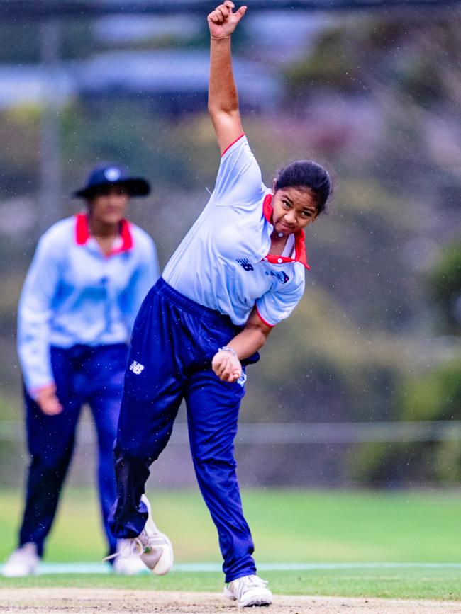 Lakshmi Rajadurai in action for NSW Metro. Picture: Linda Higginson / Cricket Australia