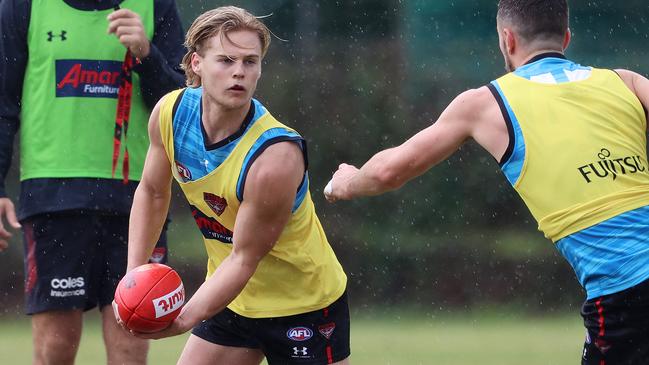 Ned Cahill at Essendon training in 2020. Picture: Michael Klein