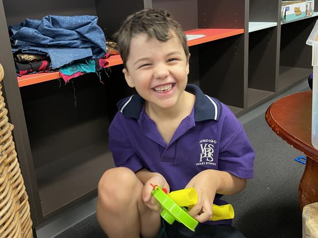 Prep Sydney Cunningham at Bendigo Violet Street Primary School. Picture: Gianni Francis.