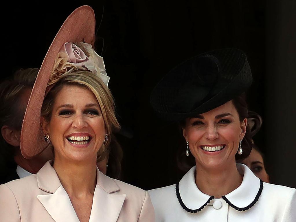 The Duchess of Cambrdige, right with Queen Maxima of the Netherlands at the Order of the Garter Service in Windsor on Monday. Picture: Steve Parsons - WPA Pool/Getty Images