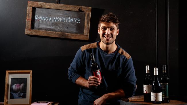 Sturt’s James Battersby, at work with Wine Solutions in Norwood, has been named SANFL Player of the Week. Picture: Matt Turner.