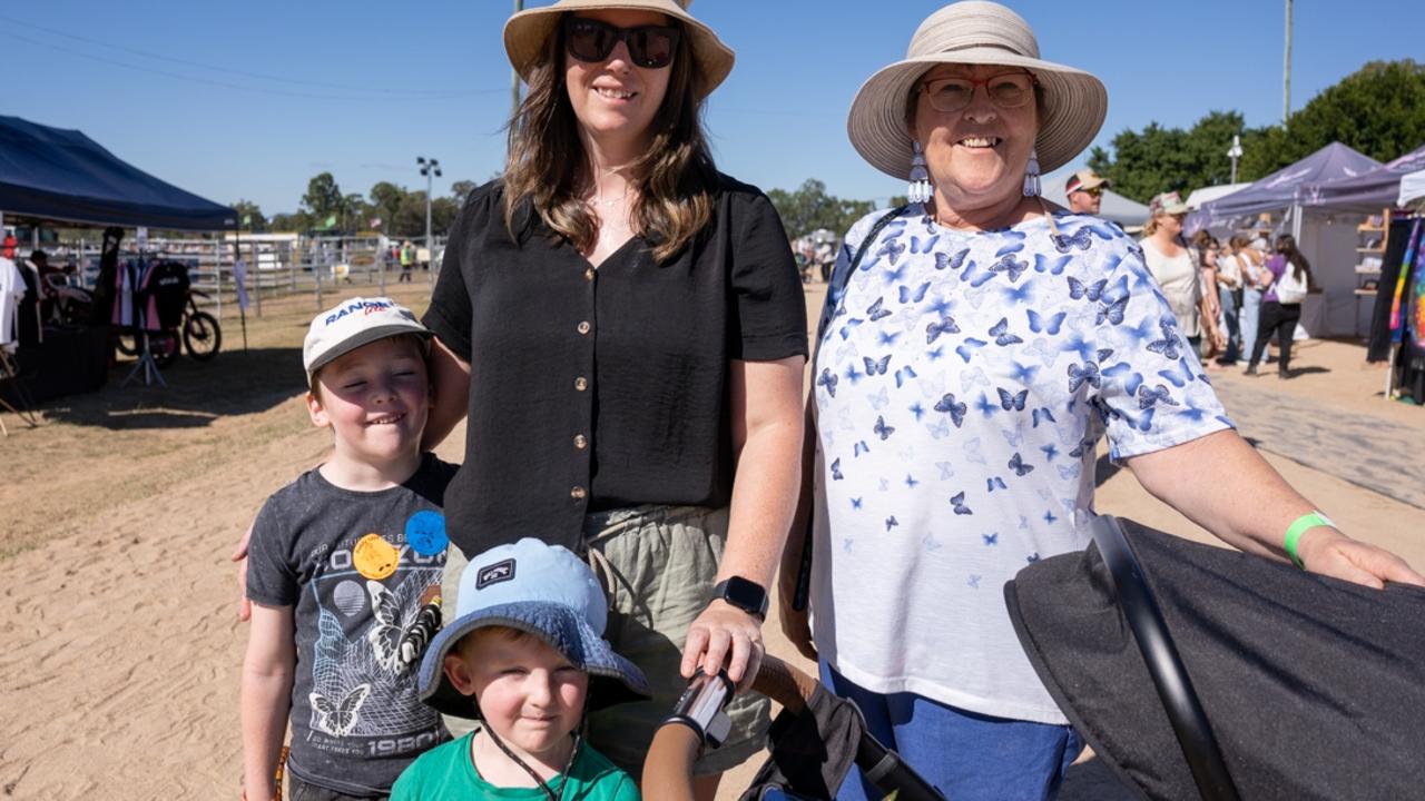 Chelsea Bloomfield, Joey and Costa Spanner and Nan at the Gympie District Show 2023. Picture: Christine Schindler