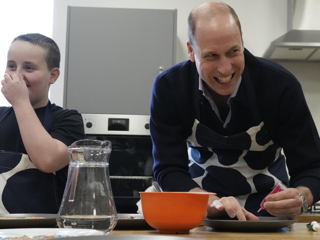 Prince William was all smiles when visiting the youth club in London. Picture: Frank Augstein/WPA Pool/Getty Images