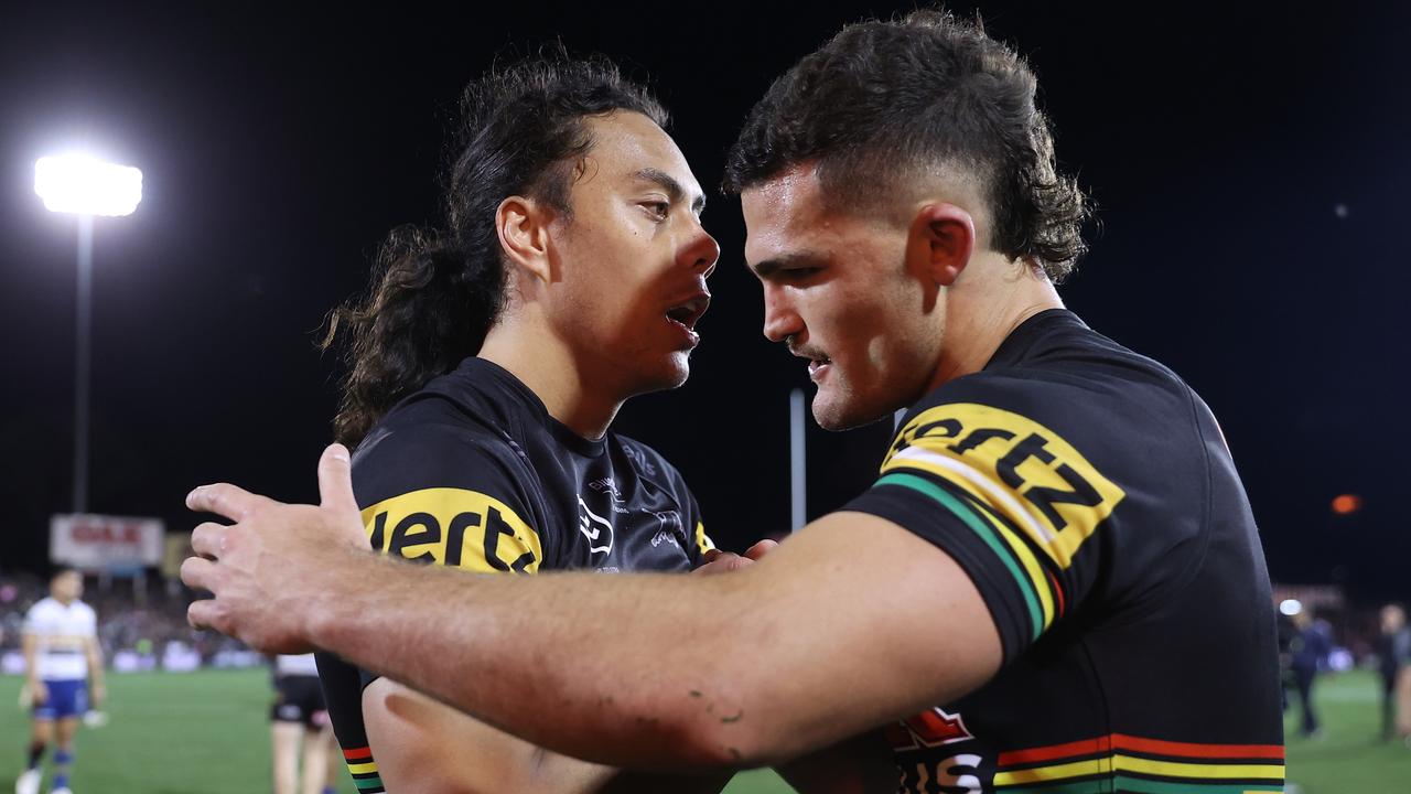 Jarome Luai and Nathan Cleary. (Photo by Mark Kolbe/Getty Images)