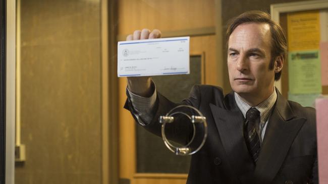 In this image released by AMC, Bob Odenkirk portrays Saul Goodman in a scene from "Better Call Saul." Odenkirk reprises his role from "Breaking Bad," in "Better Call Saul," a much-anticipated, well-worth-waiting-for prequel airing two episodes Sunday and Monday at 10 p.m. EST. (AP Photo/AMC, Ursula Coyote)