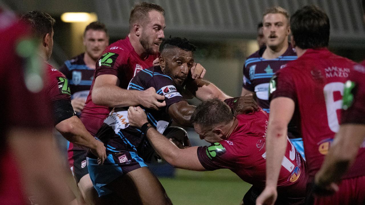 The Cutters defeated the Capras 20-18 to secure their second win of the season. Picture: Brendan Kirkman