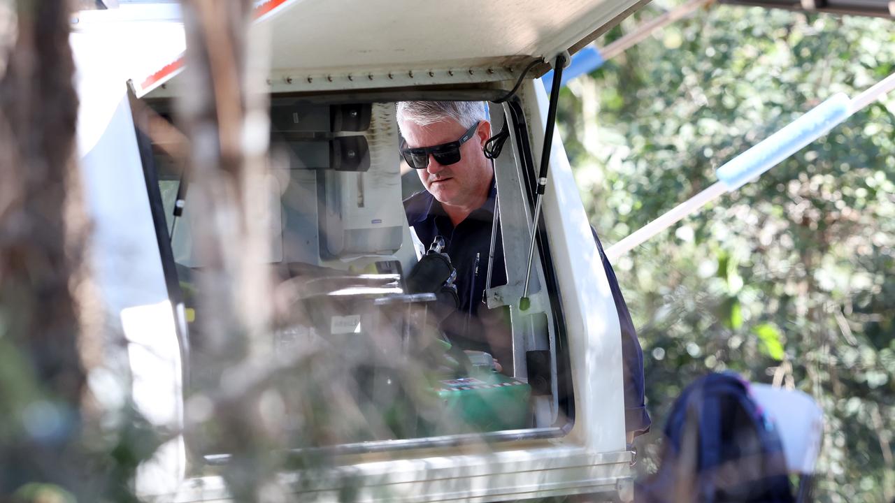 Police with a dog and SES conduct a search in Good Night Scrub National Park looking for the missing 17 year old Pheobe Bishop. Picture: NewsWire / Adam Head