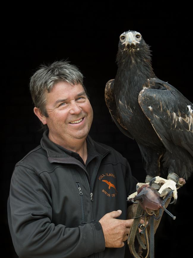 Big bird: Graeme Coles with Sabrina. Picture: Zoe Phillips