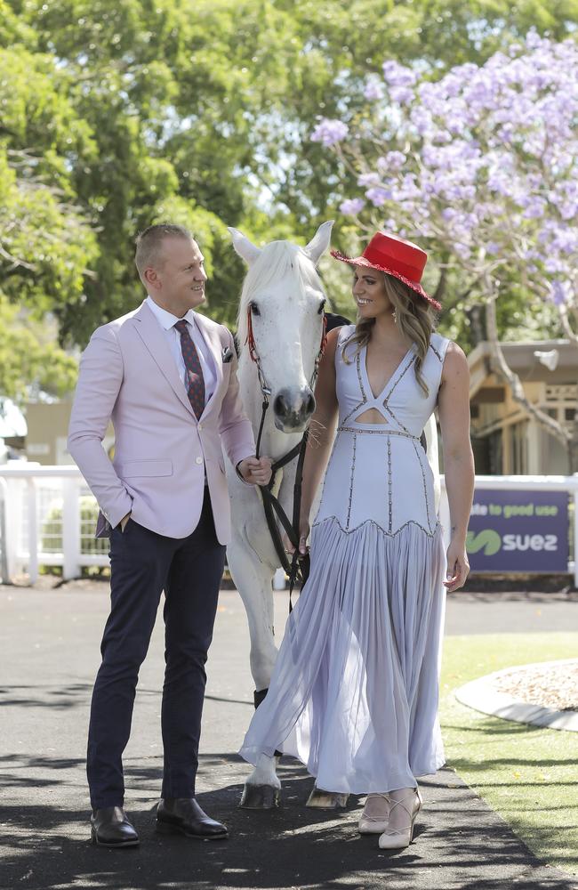 The pair do have common ground at the races; Seebohm a horse-lover and rider and Lutteral, <br/>a part owner of a racehorse he named One Shy Ruby. Picture: Mark Cranitch