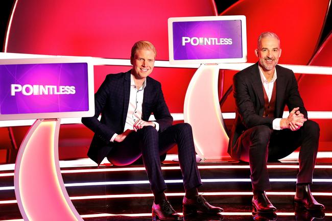 Since its launch in July, <i>Pointless </i>has had mixed reviews with audiences but has surpassed its predecessor, <i>Family Feud </i>in the ratings. Humphries with co-host, Dr Andrew Rochford Picture: Network Ten/Nigel Wright