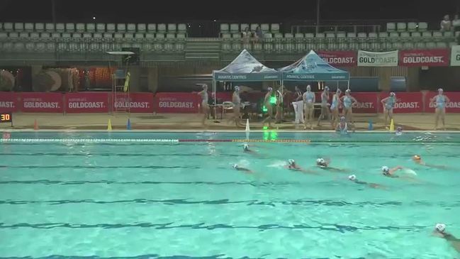 Replay: QLD Water polo grand finals open women: Barracudas (White) vs Mermaids (Pink)