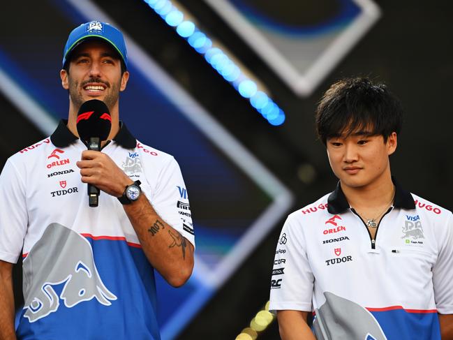 Daniel Ricciardo’s spot on the grid in 2024 was alongside Japan’s Yuki Tsunoda. Picture: Getty