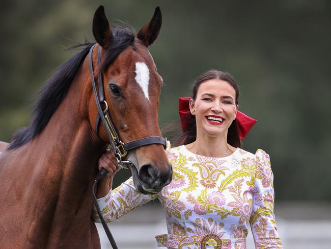 Nina O’Brien with VRC Oaks winner Miami Bound. Picture: David Caird