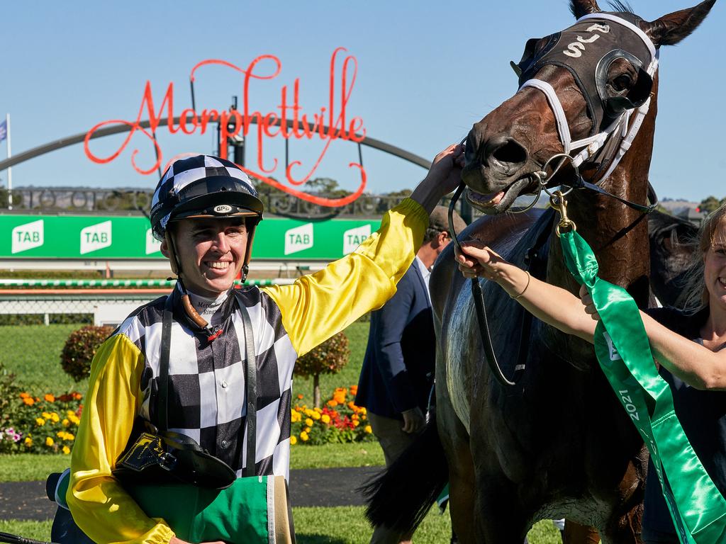 Ben Thompson with Good Idea after winning the Adelaide Cup at Morphettville Racecourse, Monday, March 8, 2021. Picture: MATT LOXTON