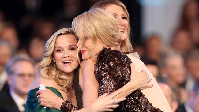 LOS ANGELES, CA - JANUARY 21:  Actors Nicole Kidman and Reese Witherspoon during the 24th Annual Screen Actors Guild Awards at The Shrine Auditorium on January 21, 2018 in Los Angeles, California. 27522_010  (Photo by Christopher Polk/Getty Images for Turner Image)