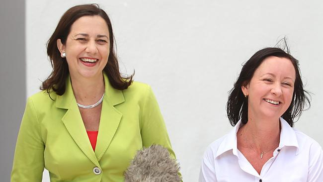 Annastacia Palaszczuk and Yvette D’Ath at Redcliffe in 2014. Picture: Annette Dew