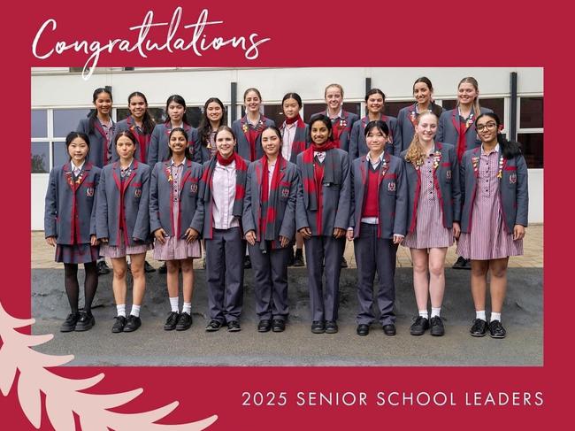 Korowa Anglican Girls’ School Student Leadership Team 2025. (Absent: Debating captain Alice). Picture: Facebook