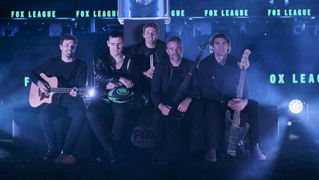 Parkway Drive in an NRL finals promo shoot. Picture: Nic Walker