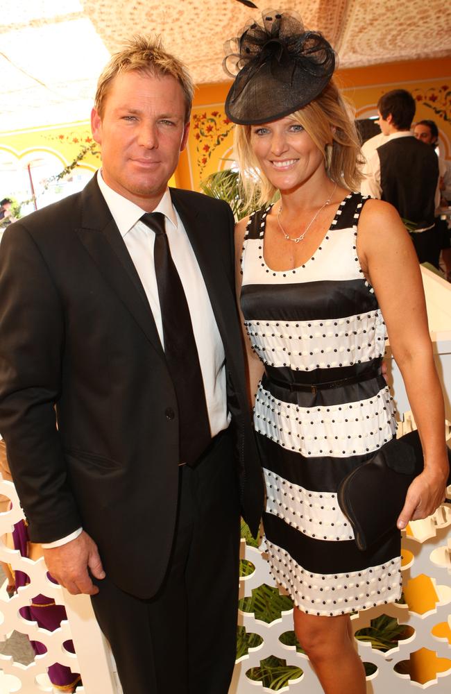 Shane Warne and his first wife, Simone Callahan at the 2009 AAMI Victoria Derby Day at Flemington Racecourse, Melbourne.