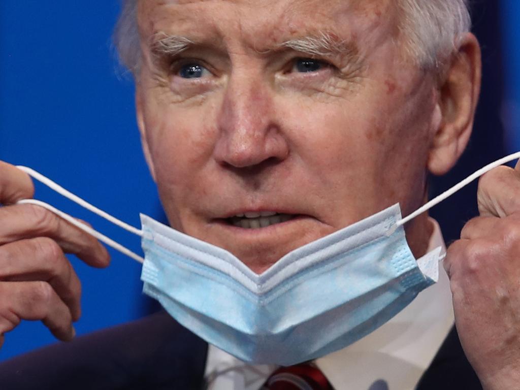 President-elect Joe Biden is urging all Americans to wear masks to curb the spread of COVID-19. Picture: AFP