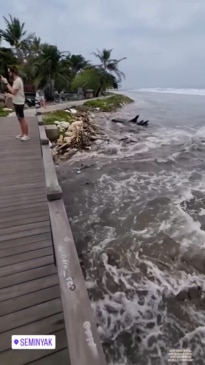 Wild weather hits Canggu Beach, Bali