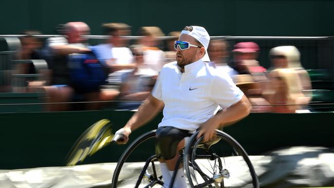 Dylan Alcott in action at Wimbledon. Picture: Getty