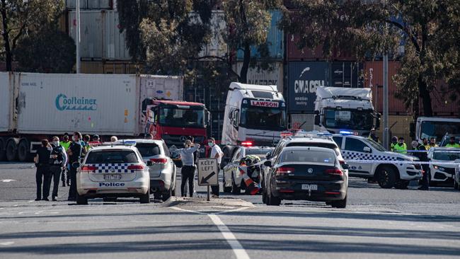 Many police were on scene. Picture: Jason Edwards