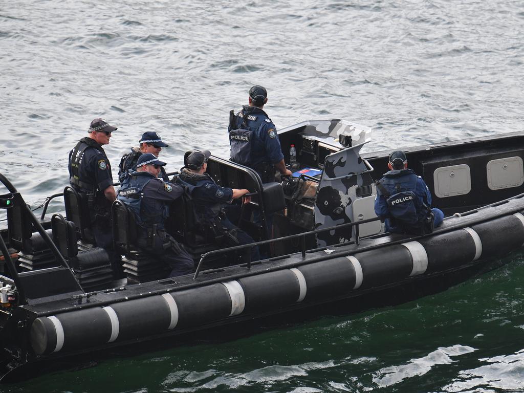 Police are seen on Sydney Harbour during New Year's Eve celebrations in Sydney, Monday, December 31, 2018. Picture: Brendan Esposito