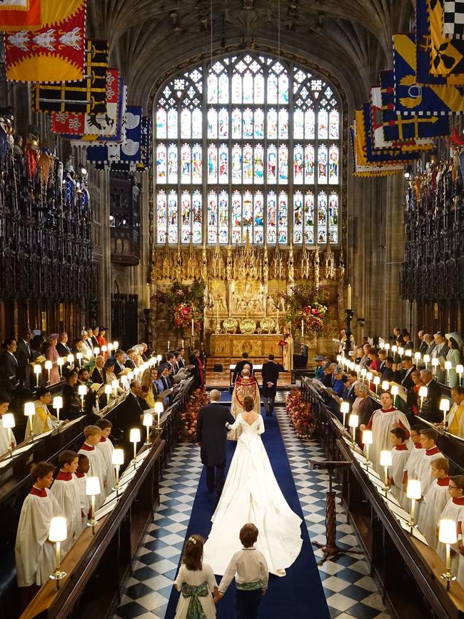 Eugenie walks down the aisle. Picture: Getty