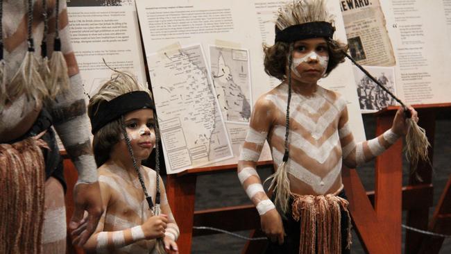 Invited guests at the launch of the book Colonisation Through Black Eyes were welcomed by Indigenous dancers. Picture Rodney Stevens