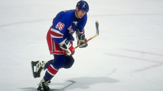 A file picture of Wayne Gretzky for the New York Rangers in action in 1997.