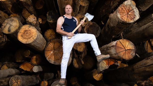 President of the Victoria Axemen's Council Brad Meyer. Wood chopping as a sport is under threat in Victoria logs are no longer available from Victorian State Forests. Picture: Jason Edwards