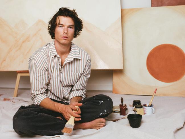 Sam Corlett at home. “Art is big for me.” Picture: Rob Tennent