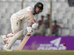 Australia's Matthew Wade plays a shot during the third day of their second test cricket match against Bangladesh in Chittagong, Bangladesh, Wednesday, Sept. 6, 2017. (AP Photo/A.M. Ahad). Picture: A.M. Ahad