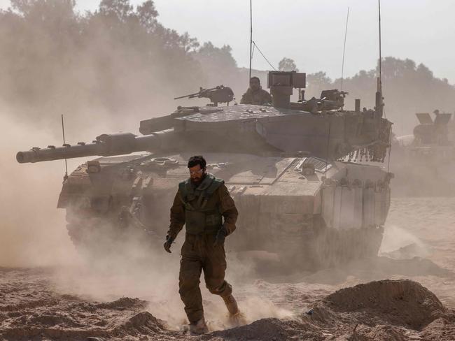 Israeli forces are deployed on the border with Gaza in southern Israel. Picture: AFP