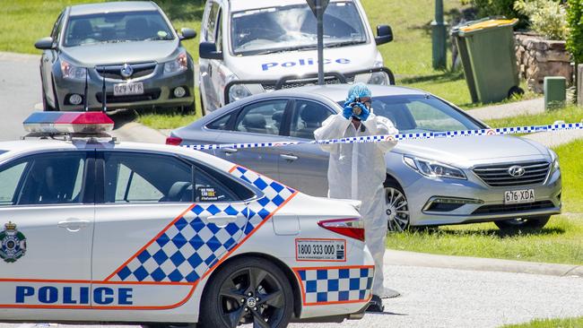 Police at the scene of a shooting Upper Coomera. Picture: Jerad Williams