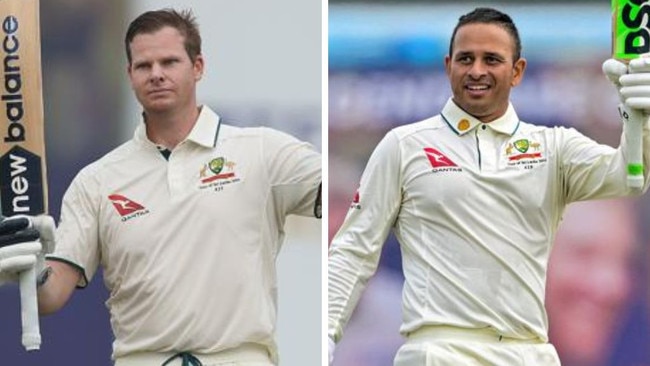 Steve Smith and Usman Khawaja both hit tons on day one. Photos: Getty Images/AFP