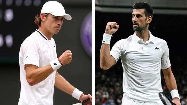 Alex De Minaur faces Novak Djokovic in the Wimbledon quarter-finals.