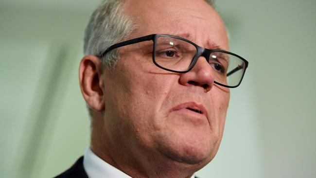 CANBERRA, AUSTRALIA - NewsWire Photos - May 30 2022: Former Prime Minister Scott Morrison speaks to media as he leaves the Liberal Party Room Meeting at Parliament House in Canberra. Picture: NCA NewsWire / Tracey Nearmy