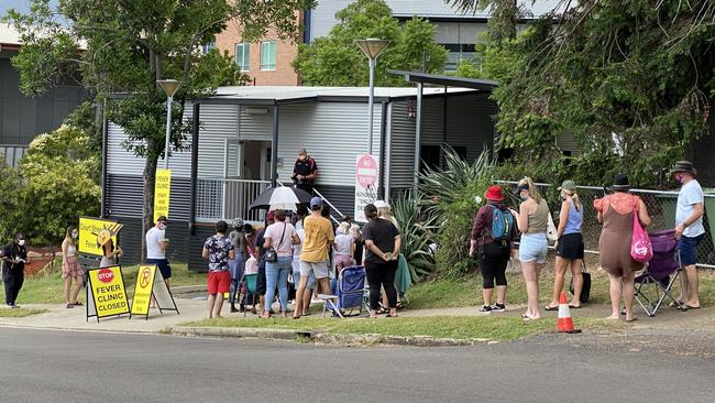 In some instances this week, Ipswich residents lined up for seven hours to receive a PCR Covid-19 test. Picture: Jessica Baker