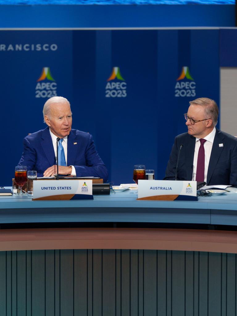 Mr Albanese with US President Joe Biden at APEC last month. Picture: X