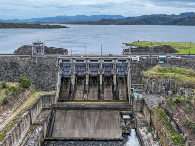 Aerial view of Wivenhoe Dam at 86.3% ahead of Cyclone Alfred. Photo - Peter Wallis