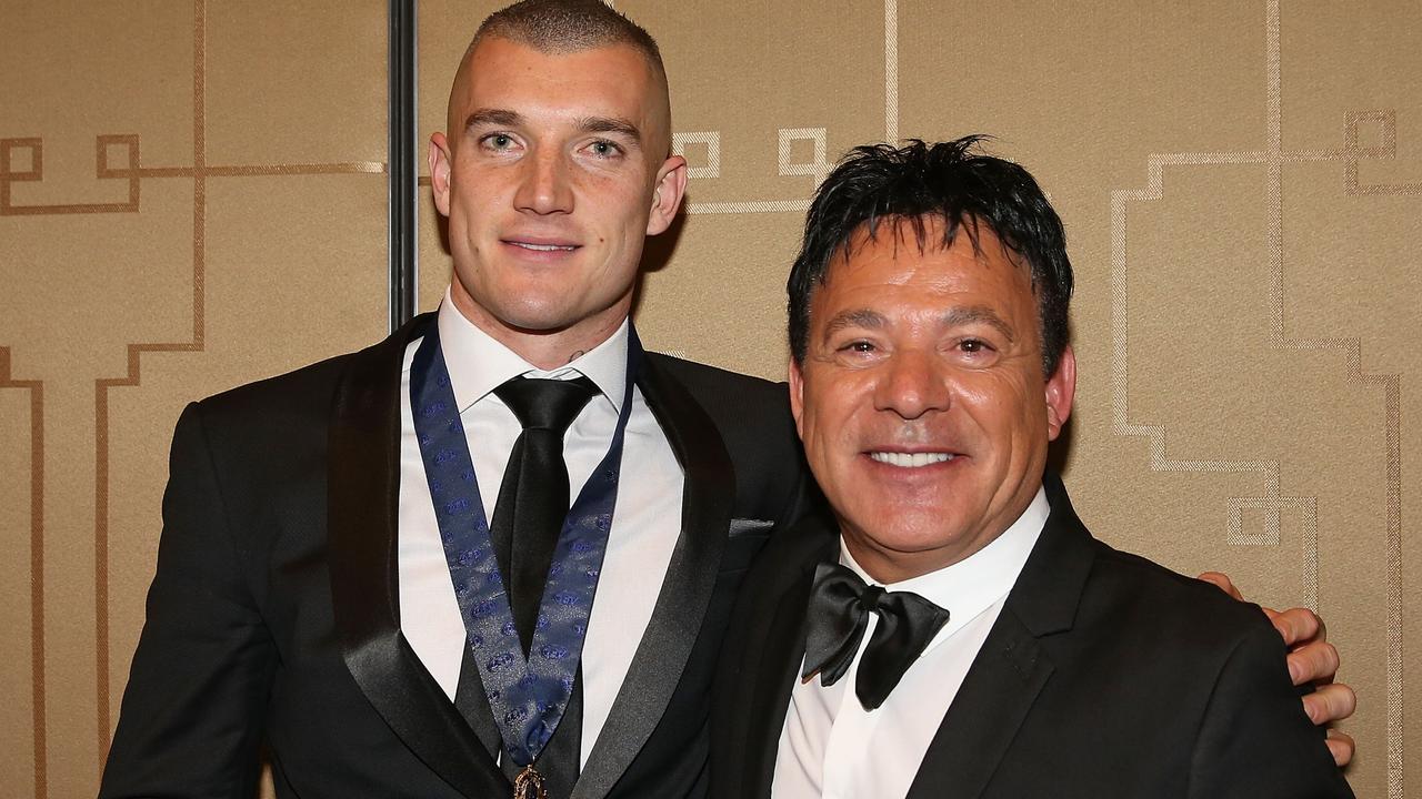 Dustin Martin with his manager Ralph Carr after winning the 2017 Brownlow Medal. (Photo by Scott Barbour/Getty Images)