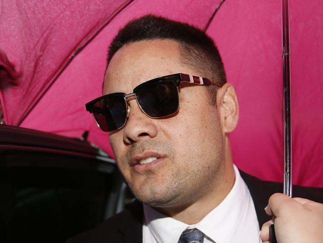 Jarryd Hayne arrives at Newcastle Court in Newcastle, Thursday, May 6, 2021. Former NRL star Jarryd Hayne is due to face a sentence hearing after being found guilty of sexually assaulting a woman in 2018. (AAP Image/Darren Pateman) NO ARCHIVING