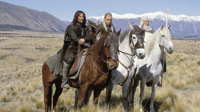 Viggo Mortensen, Orlando Bloom and Ian McKellan in The Lord of the Rings: The Two Towers.